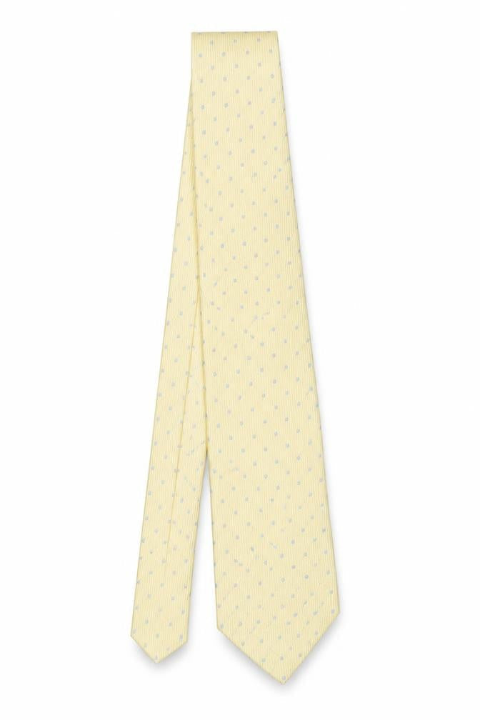 Daniel Hechter Men’s Yellow Polka Dot Silk Designer Tie One Size