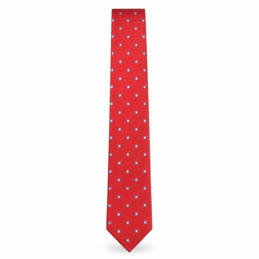 Bäumler Men’s Red Silk Geometric Pointed Tie Made in Italy One Size