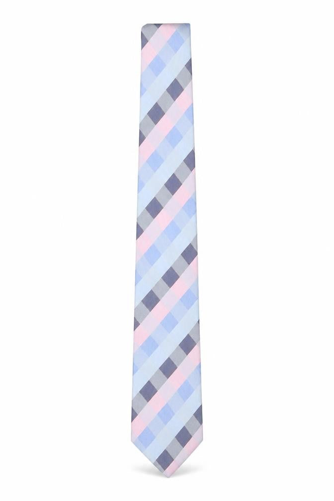 Bäumler Men's Blue Checked 100% Silk Designer Tie One Size