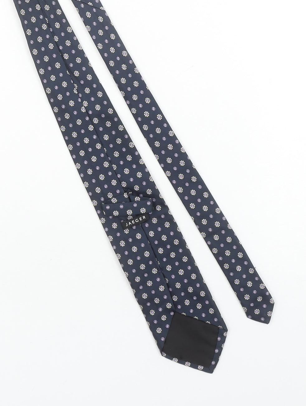 Jaeger Men's Blue Floral Silk Tie Made in Italy Pointed Woven