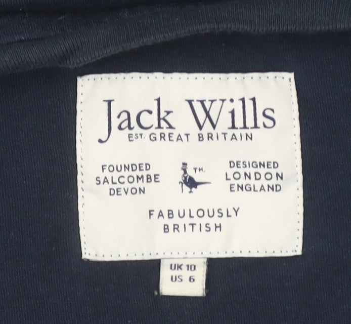 Womens UK Size 10 Jack Wills Blue Cotton Blend T-Shirt