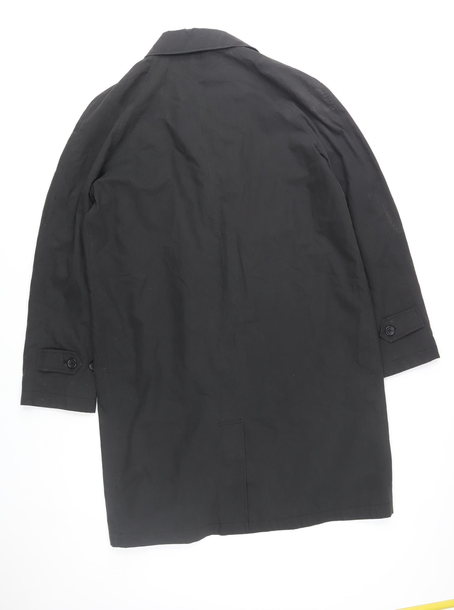 Dehavilland Men's Black Cotton Nylon Long Overcoat S 36-39"
