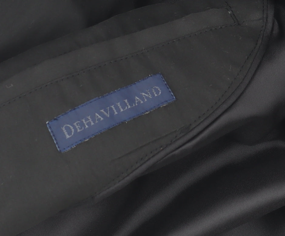 Dehavilland Men's Black Cotton Nylon Long Overcoat S 36-39"