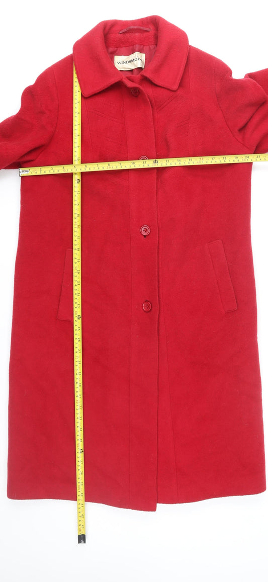 Windsmoor Women’s Red Wool Blend Long Overcoat Size 14
