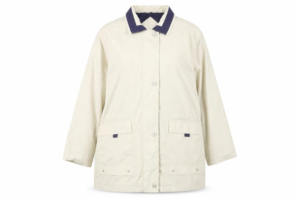 Outer Layer Women's Beige Rain Coat Size 16 Waterproof Mid-Length