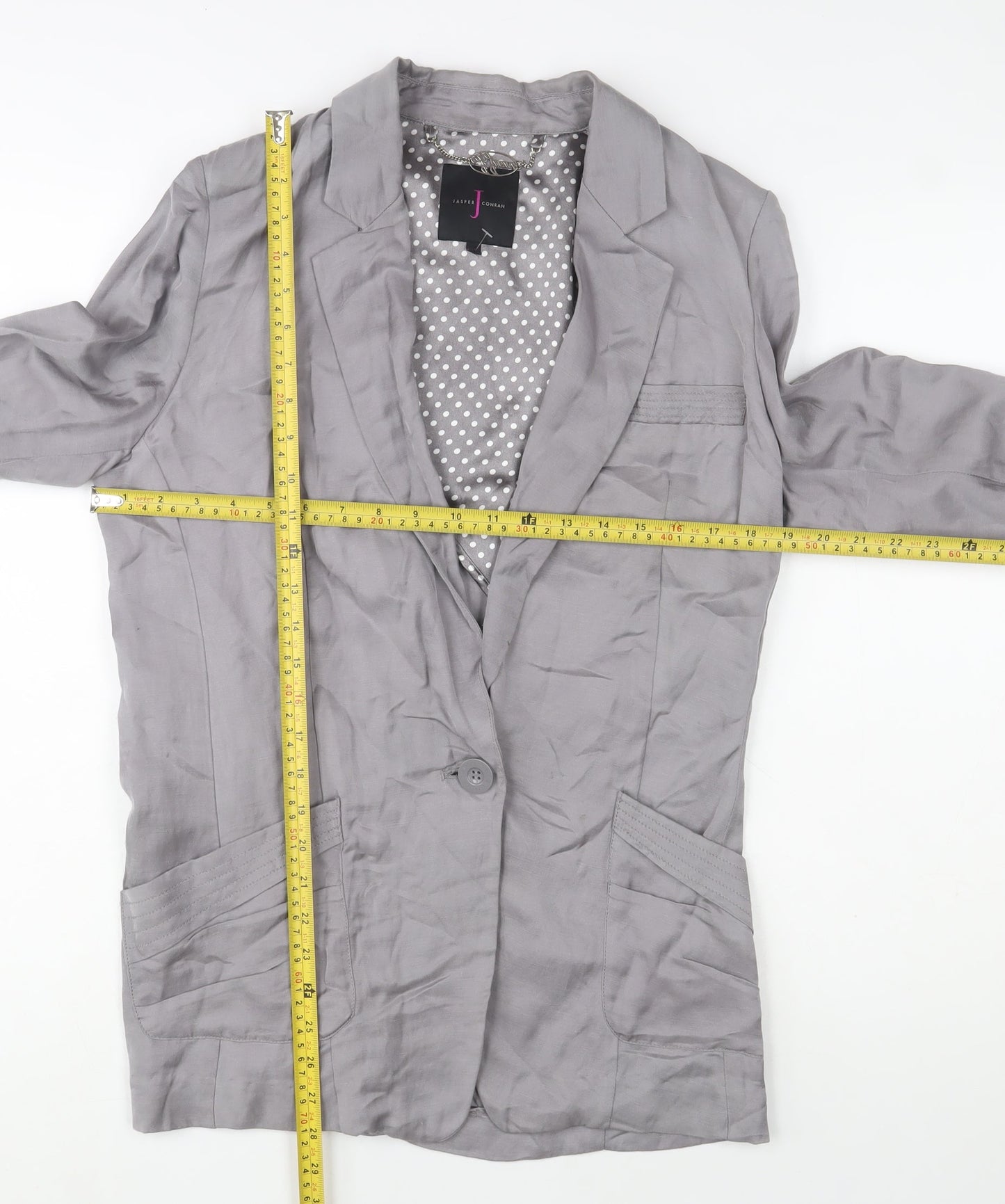 Jasper Conran Women’s Grey Linen Blend Blazer Size 12