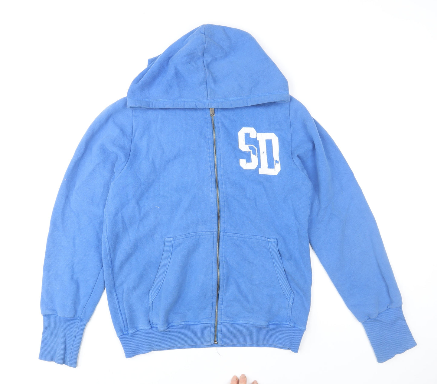 Superdry Men’s Blue Full Zip Hoodie S Regular Fit Logo Fleece