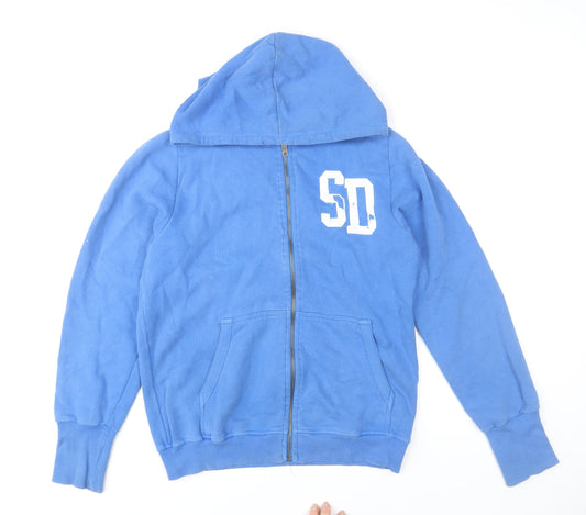 Superdry Men’s Blue Full Zip Hoodie S Regular Fit Logo Fleece