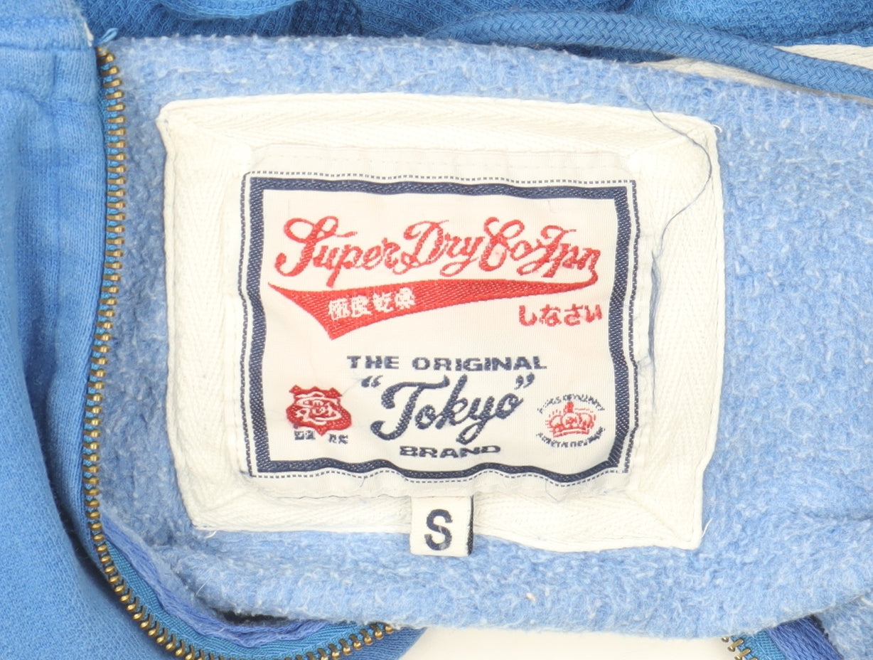 Superdry Men’s Blue Full Zip Hoodie S Regular Fit Logo Fleece