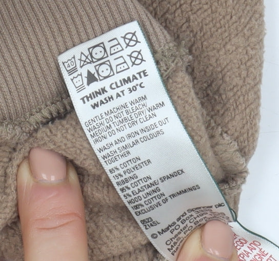 Marks and Spencer Boys Beige Pullover Hoodie 11-12 Years Cotton Blend