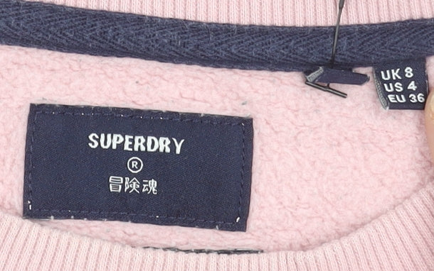 Superdry Women's Pink Crew Neck Pullover Sweatshirt UK 8