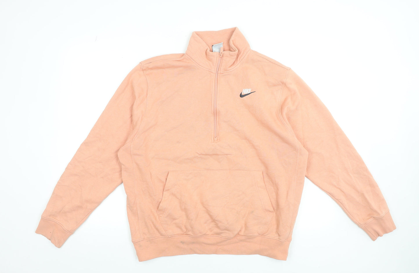 Nike Womens Peach 1/2 Zip Pullover Sweatshirt Medium Cotton Blend
