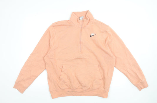 Nike Womens Peach 1/2 Zip Pullover Sweatshirt Medium Cotton Blend