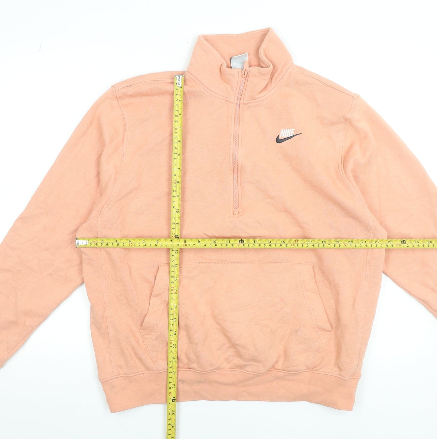 Nike Womens Peach 1/2 Zip Pullover Sweatshirt Medium Cotton Blend