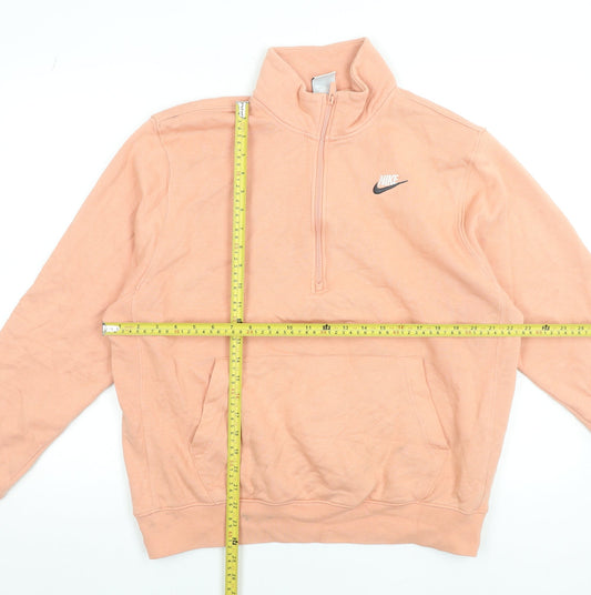 Nike Womens Peach 1/2 Zip Pullover Sweatshirt Medium Cotton Blend