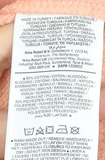 Nike Womens Peach 1/2 Zip Pullover Sweatshirt Medium Cotton Blend