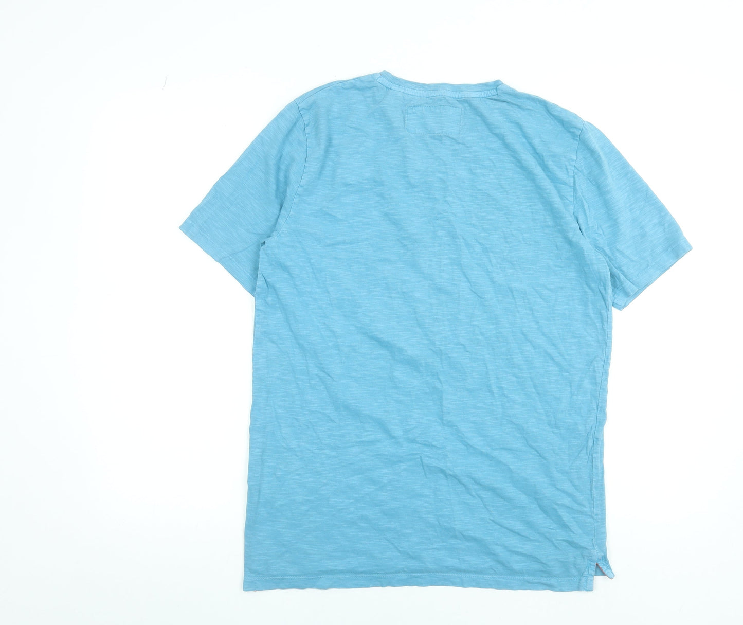 Superdry Men's Blue V-Neck Cotton T-Shirt Size L