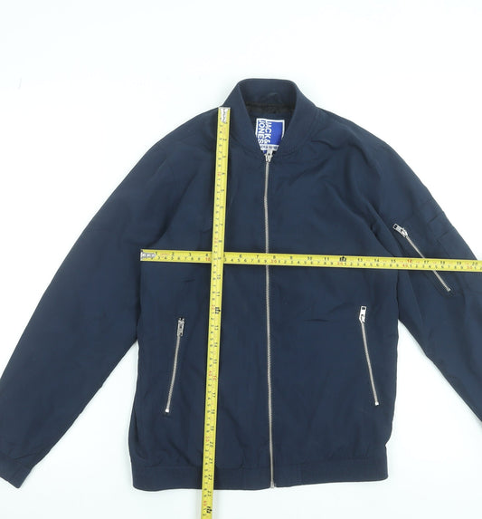 Jack & Jones Boys Blue Bomber Jacket Size 152 Full Zip Polyester