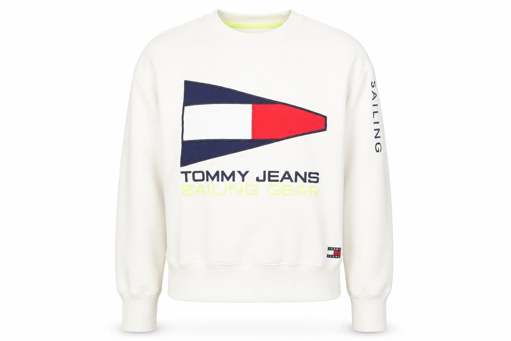 Womens UK XS Regular Tommy Jeans White Pullover Sweatshirt