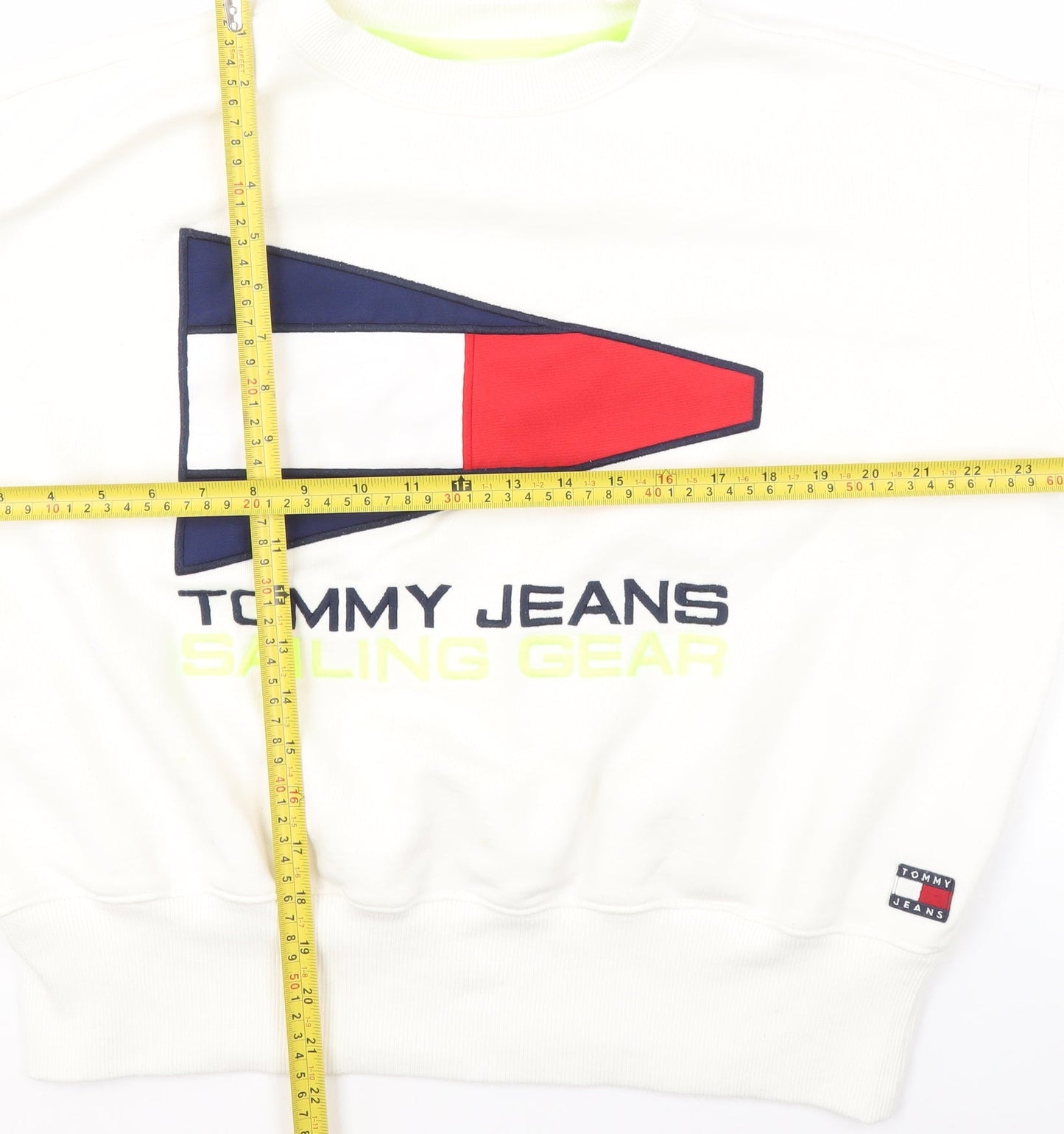 Womens UK XS Regular Tommy Jeans White Pullover Sweatshirt