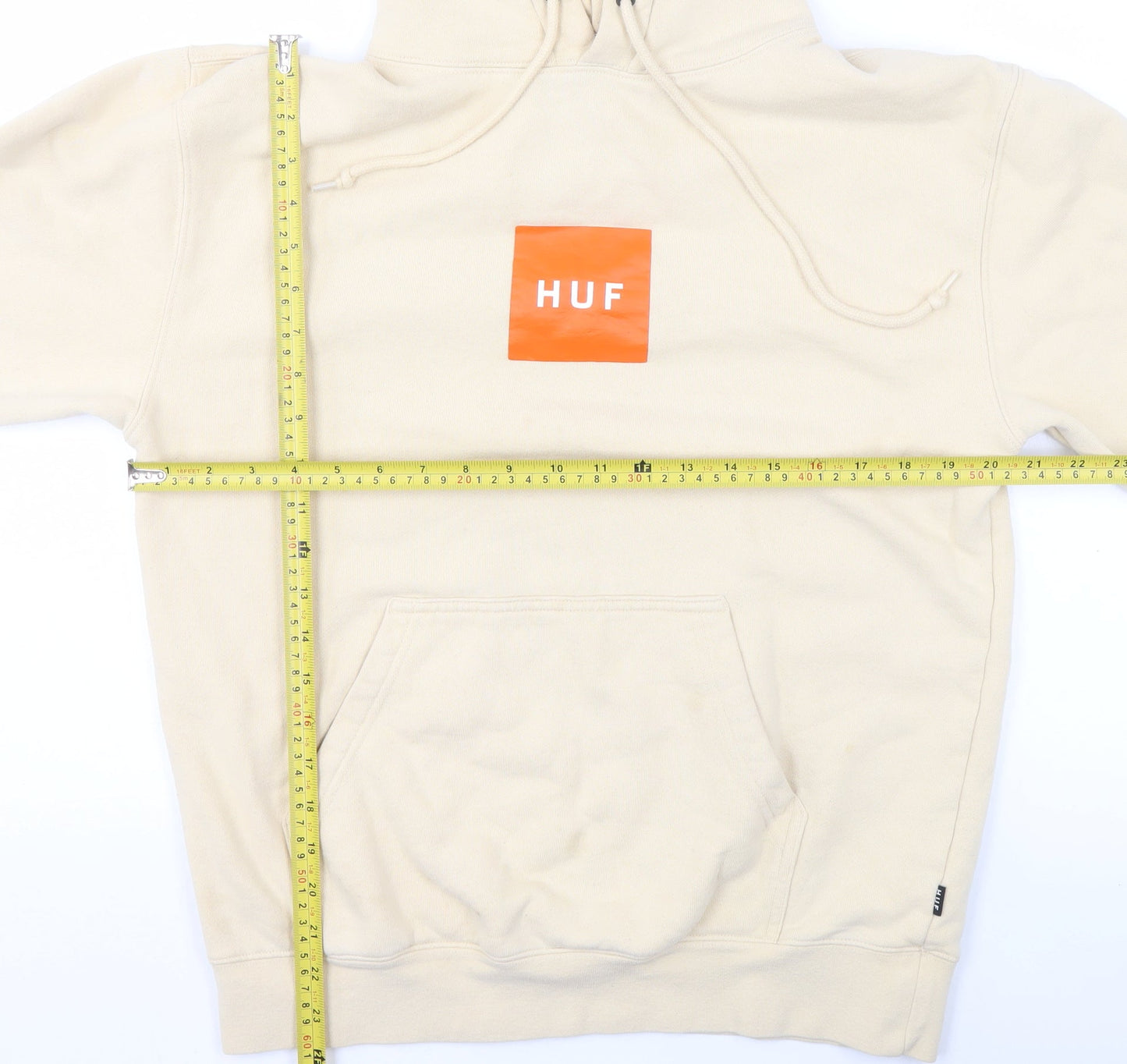 HUF Women’s Beige Pullover Hoodie Small Relaxed Fit Casual Sweatshirt