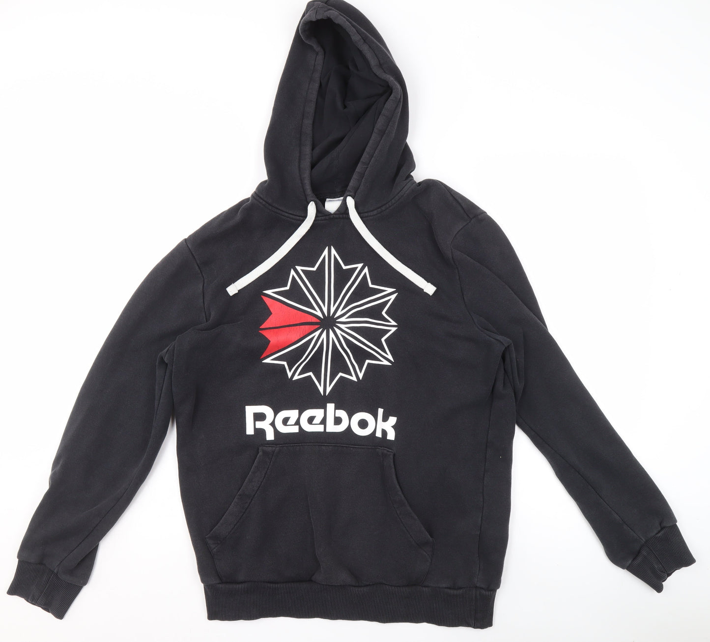 Mens UK M Regular Reebok Black Pullover Hoodie