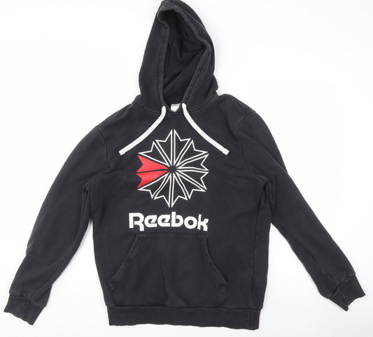 Mens UK M Regular Reebok Black Pullover Hoodie
