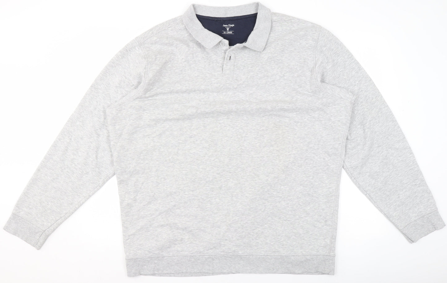 James Pringle Men’s Grey Collared Henley Sweatshirt Size 2XL