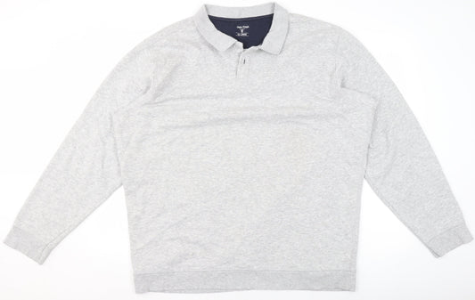 James Pringle Men’s Grey Collared Henley Sweatshirt Size 2XL