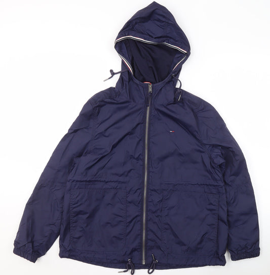Tommy Hilfiger Women's Blue Hooded Windbreaker Jacket Size S