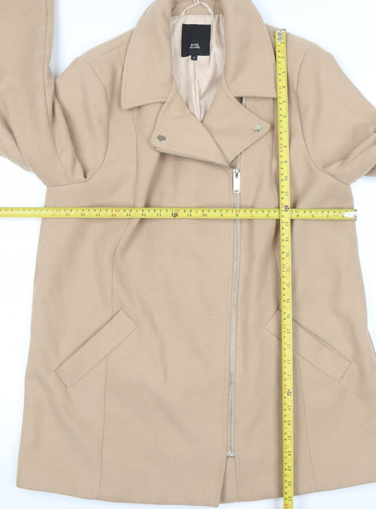 River Island Women’s Beige Wool Blend Biker Coat Size 16