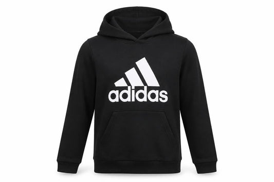 Adidas Boys Black Pullover Hoodie 11-12 Years Logo Cotton Blend