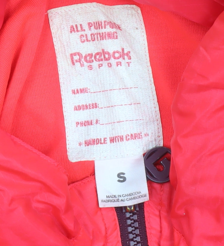 Womens UK Size S Regular Reebok Red Nylon Jacket