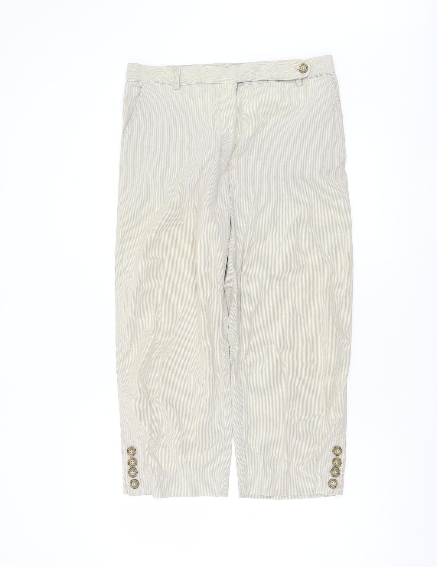 Jensen Women Beige Cropped Twill Trousers Size 12