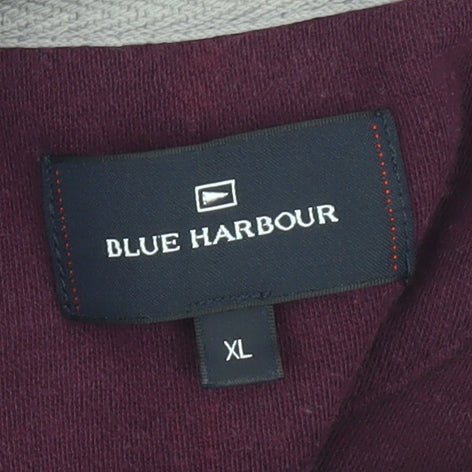 Marks and Spencer Blue Harbour Men's Purple 1/4 Zip Cotton Sweatshirt XL