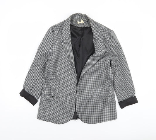 Silence + Noise Women's Black Houndstooth Blazer Size S Single-Breasted