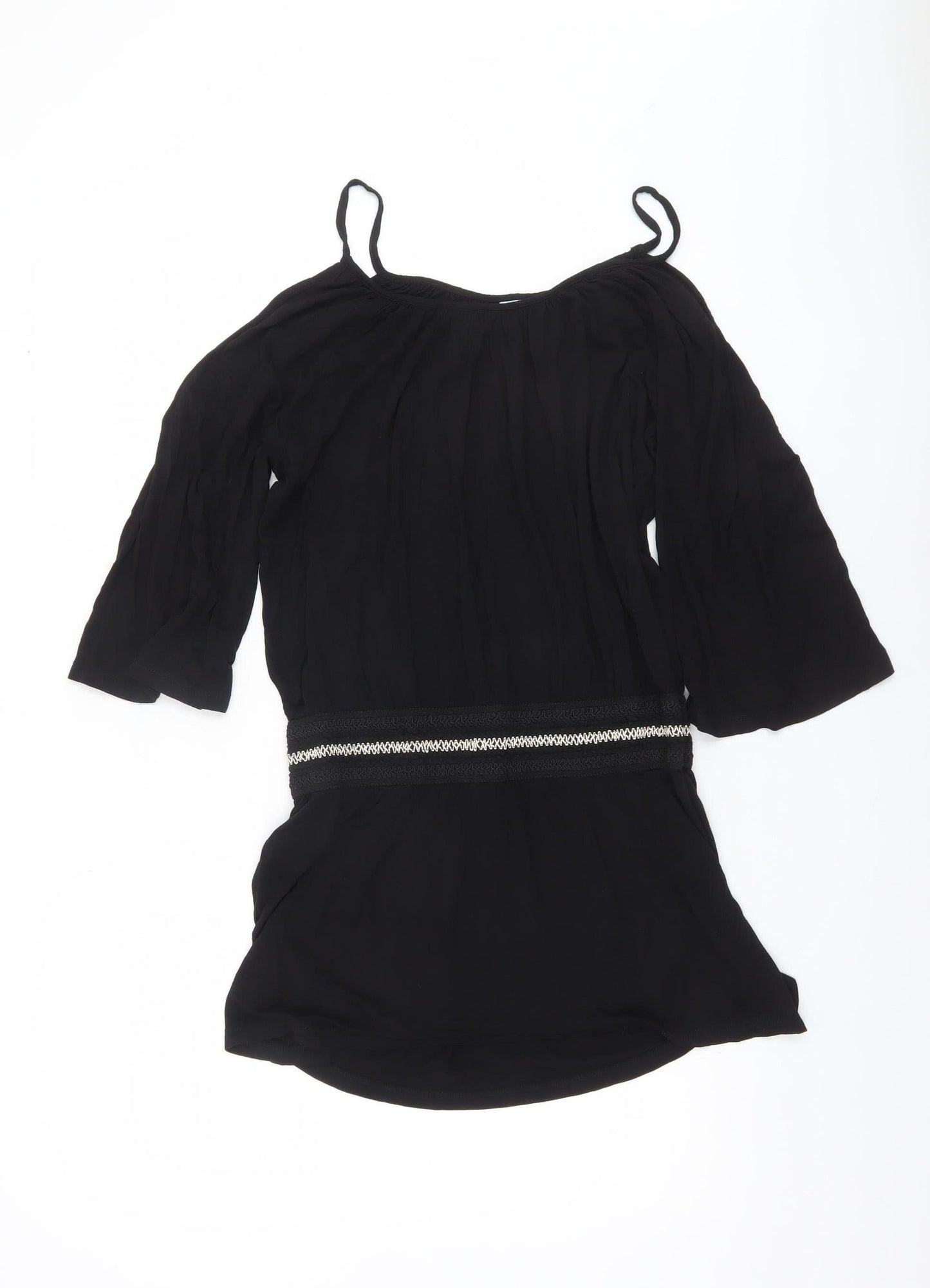 Buffalo Women's Black Beaded Tunic Blouse Size 10/12