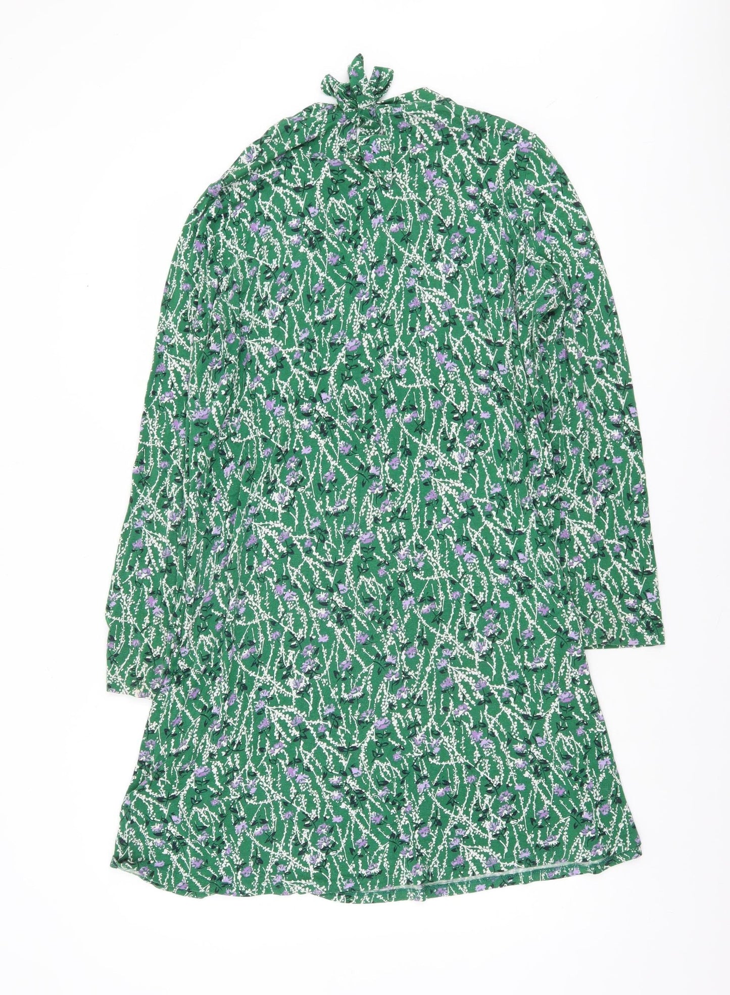 Marks and Spencer Women Green Floral Knee Length Shift Dress Size 16