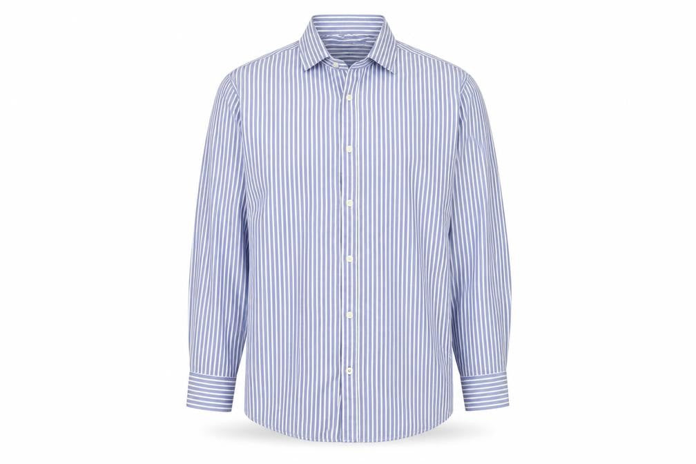 River Island Men’s Blue Striped Long Sleeve Cotton Button-Up Shirt Size L