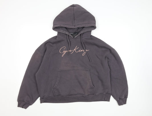 Gym King Women Grey Pullover Hoodie Size 10 Cotton Blend Logo Design