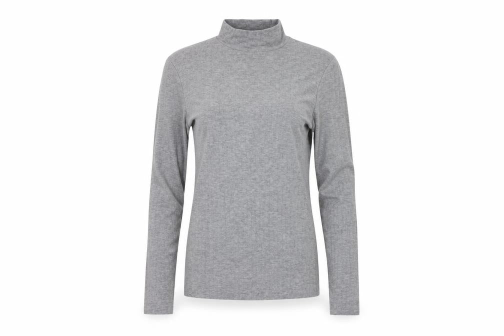 River Island Women Grey Long Sleeve Mock Neck Slim Fit T-Shirt Size 10