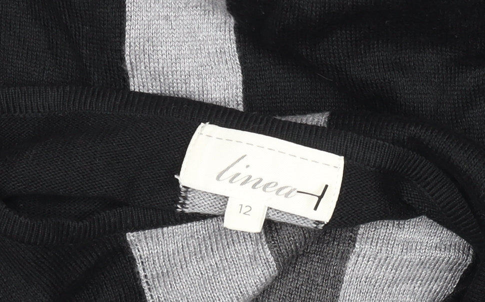 Linea Women’s Black Grey Colourblock Knit Shift Dress Size 12