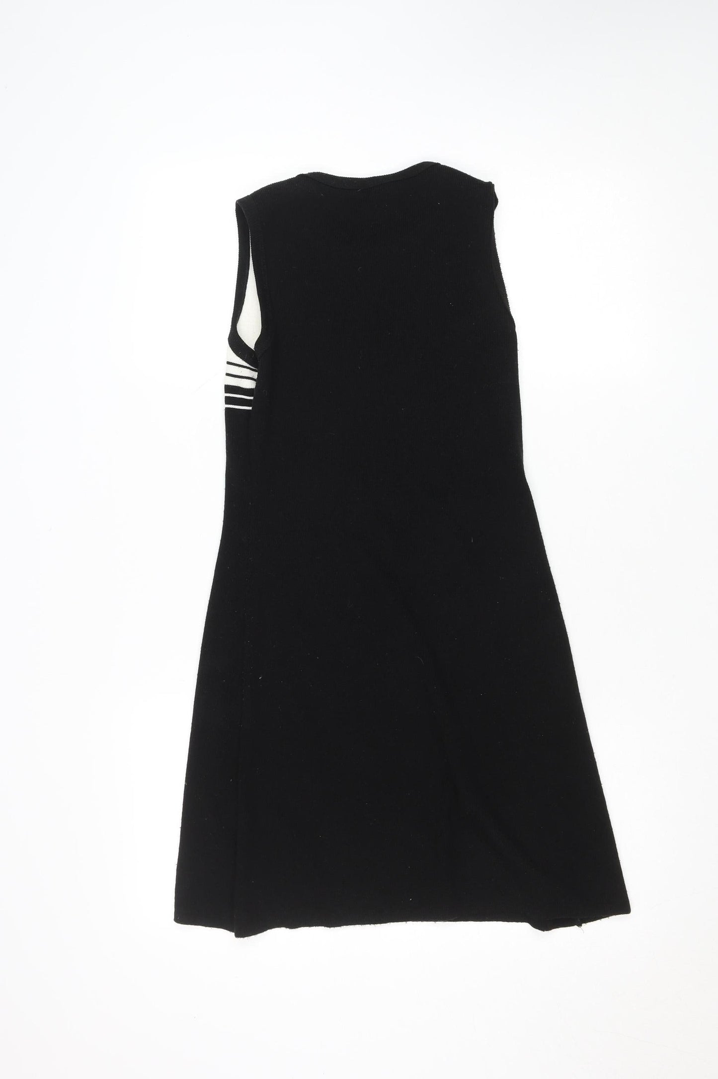 French Curve Women's Black Medium Sleeveless Striped Knit Shift Dress