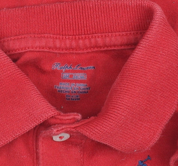 Ralph Lauren Red Cotton Polo Shirt Unisex Baby 9-12 Months Classic Style