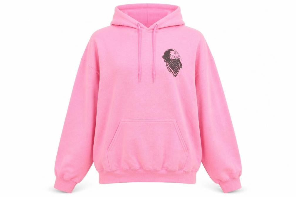 BHMG Womens Pink Pullover Hoodie L Graphic Print Cotton Blend