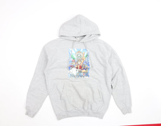 Just Hoods Anime One Piece Grey Hoodie Women M Pullover Cotton Blend