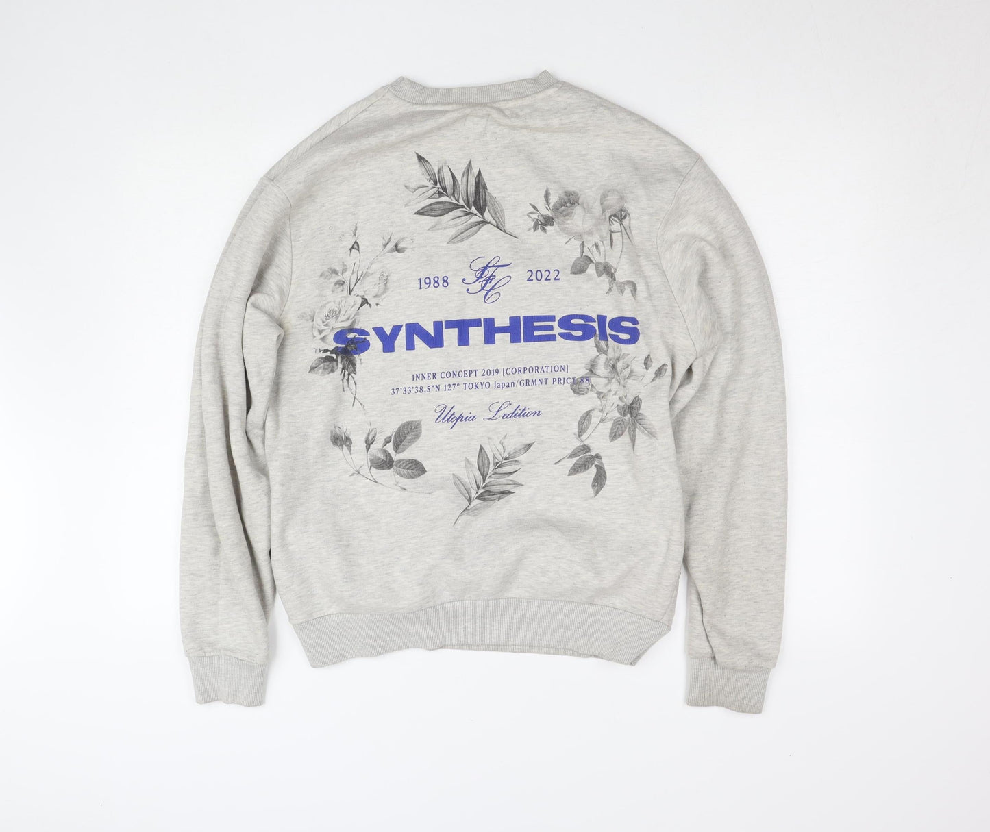 River Island Women’s Grey Floral Graphic Pullover Sweatshirt Size S