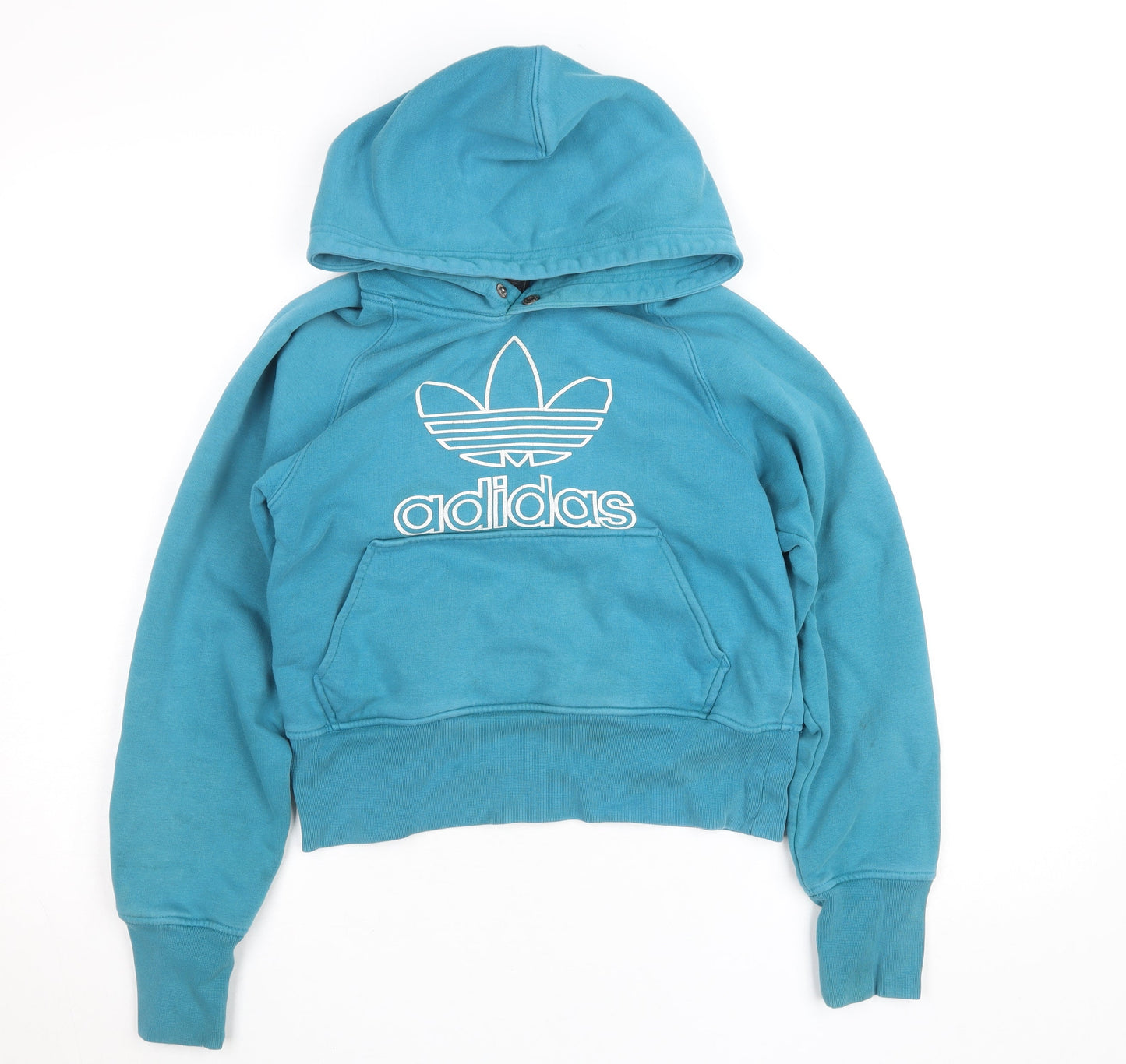 Womens UK XS Regular adidas Blue Pullover Hoodie