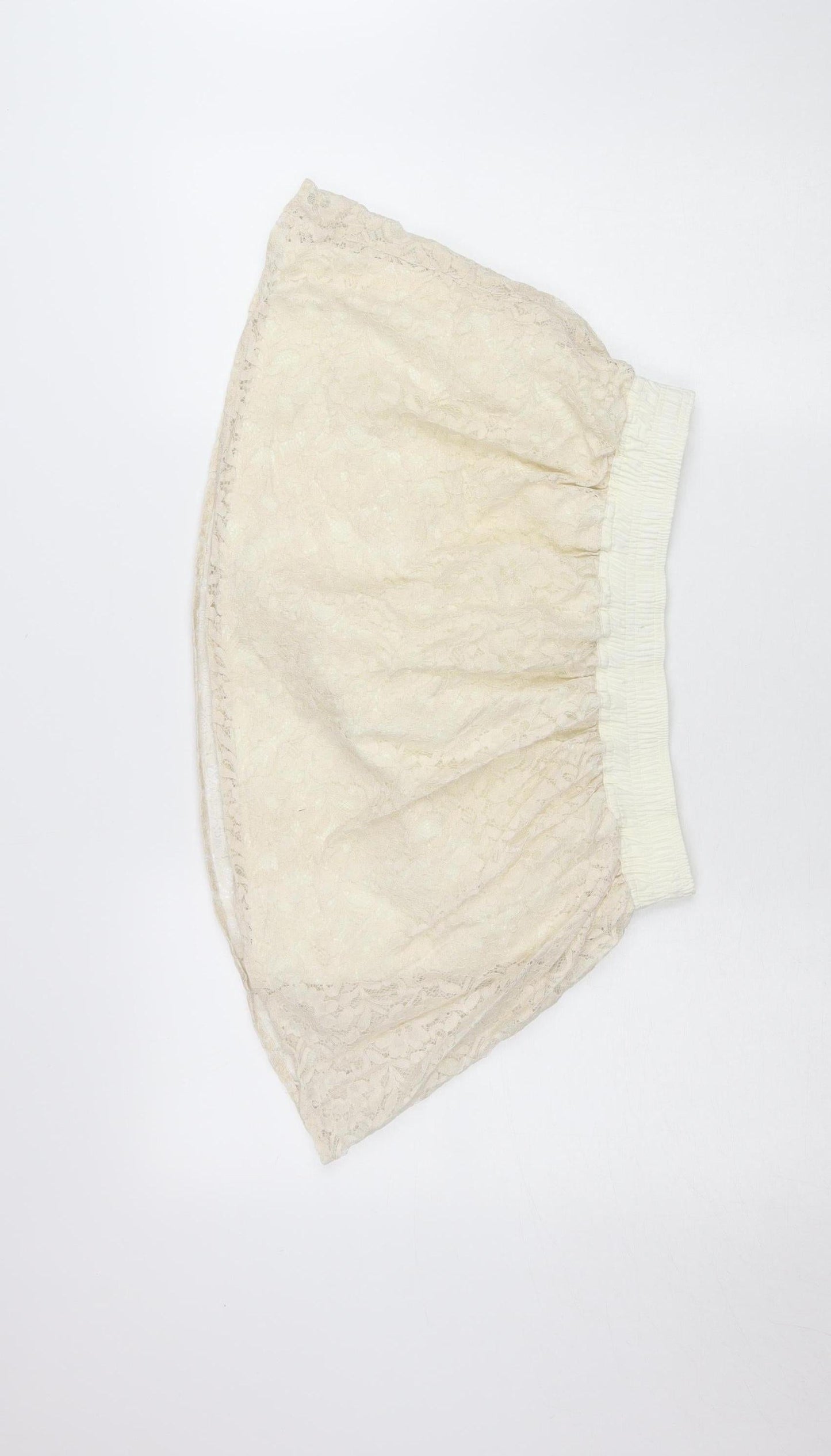 Farrell & Brown Women's Ivory Lace Bubble Hem Short Skirt L