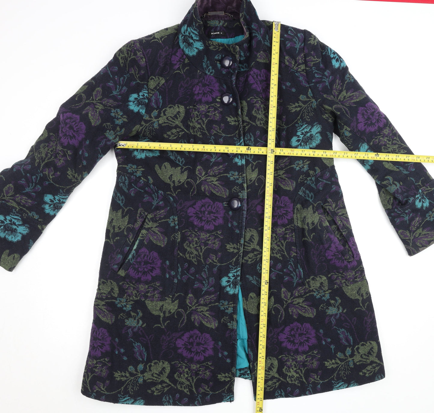 Roman Womens Multicoloured Floral Mid-Length Coat M